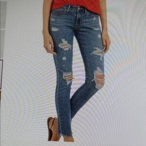 Levi 711 Skinny Distressed Raw Hem Stretch Edgy Carefree Size 16